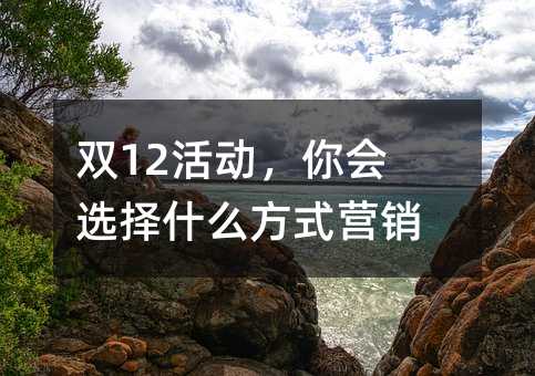 双12活动,你会选择什么方式营销?