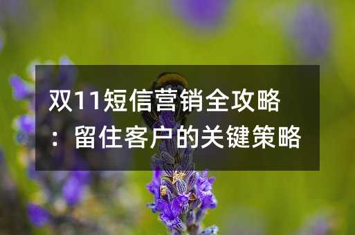 双11短信营销全攻略:留住客户的关键策略
