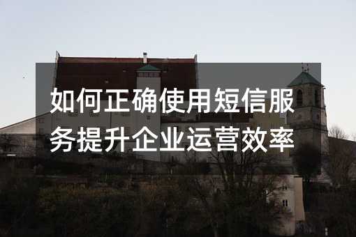 如何正确使用短信服务提升企业运营效率