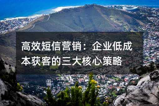 高效短信营销:企业低成本获客的三大核心策略