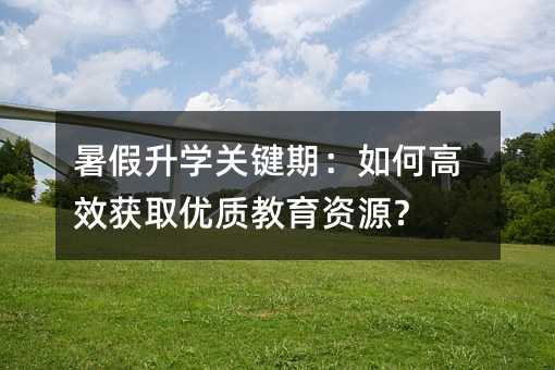 暑假升学关键期:如何高效获取优质教育资源?