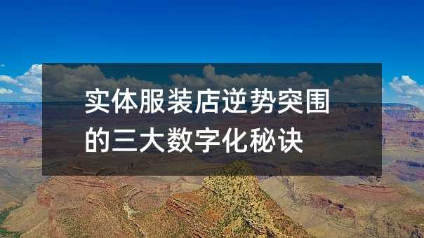 实体服装店逆势突围的三大数字化秘诀