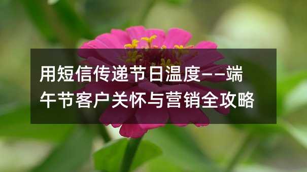 用短信传递节日温度——端午节客户关怀与营销全攻略