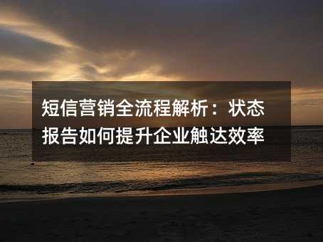 短信营销全流程解析:状态报告如何提升企业触达效率