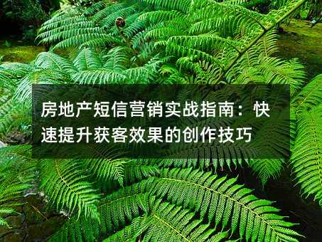 房地产短信营销实战指南:快速提升获客效果的创作技巧