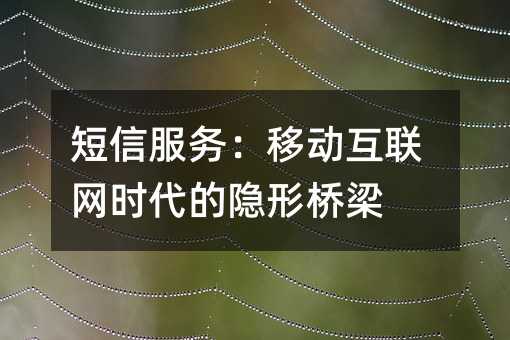 短信服务:移动互联网时代的隐形桥梁