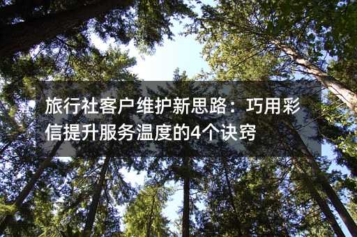 旅行社客户维护新思路:巧用彩信提升服务温度的4个诀窍