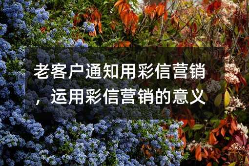 老客户通知用彩信营销,运用彩信营销的意义