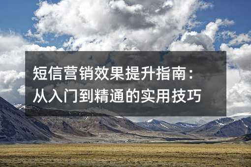 短信营销效果提升指南:从入门到精通的实用技巧
