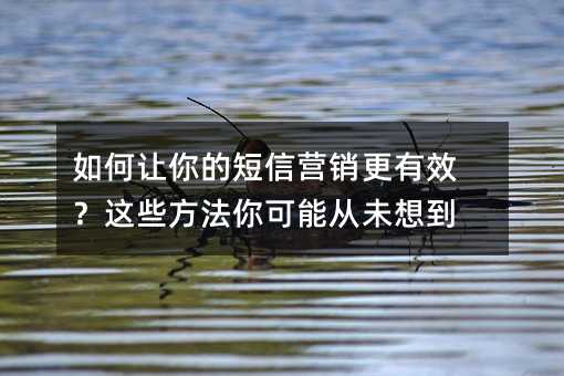 如何让你的短信营销更有效?这些方法你可能从未想到