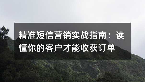 精准短信营销实战指南:读懂你的客户才能收获订单