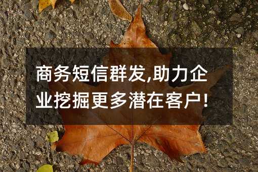 商务短信群发,助力企业挖掘更多潜在客户!