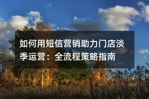 如何用短信营销助力门店淡季运营:全流程策略指南