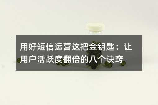 用好短信运营这把金钥匙:让用户活跃度翻倍的八个诀窍