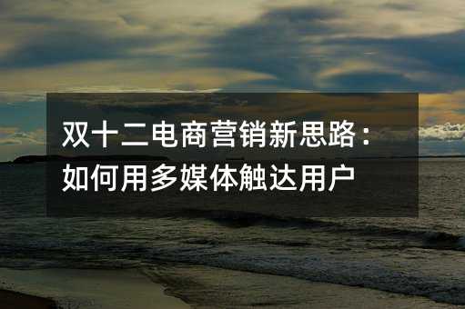 双十二电商营销新思路:如何用多媒体触达用户