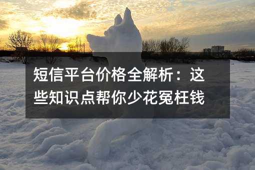 短信平台价格全解析:这些知识点帮你少花冤枉钱