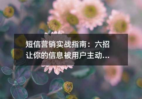 短信营销实战指南:六招让你的信息被用户主动打开