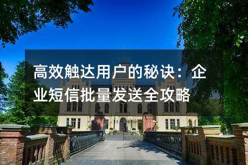 高效触达用户的秘诀:企业短信批量发送全攻略