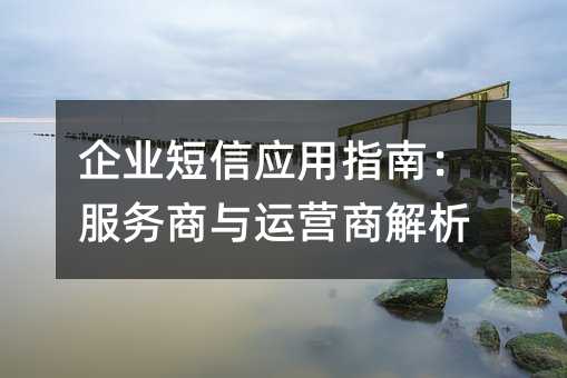企业短信应用指南:服务商与运营商解析