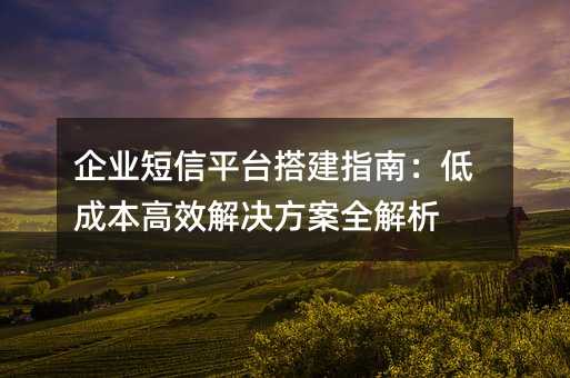 企业短信平台搭建指南:低成本高效解决方案全解析