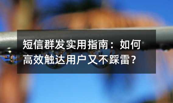 短信群发实用指南:如何高效触达用户又不踩雷?