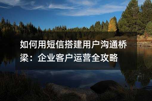 如何用短信搭建用户沟通桥梁:企业客户运营全攻略