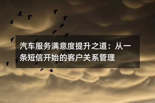 汽车服务满意度提升之道:从一条短信开始的客户关系管理