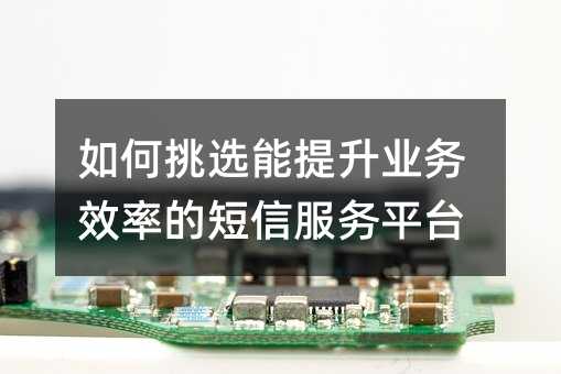如何挑选能提升业务效率的短信服务平台