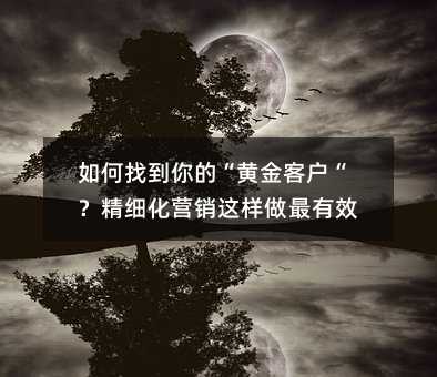 如何找到你的“黄金客户“?精细化营销这样做最有效