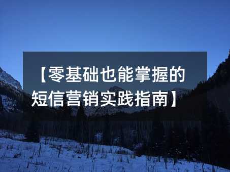 【零基础也能掌握的短信营销实践指南】