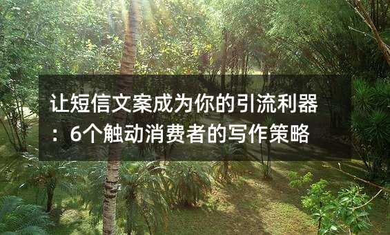 让短信文案成为你的引流利器:6个触动消费者的写作策略