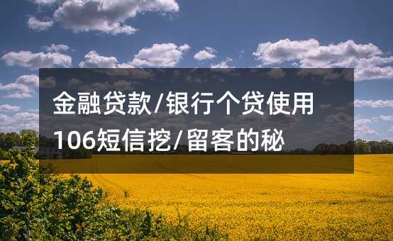 金融贷款/银行个贷使用106短信挖/留客的秘诀!