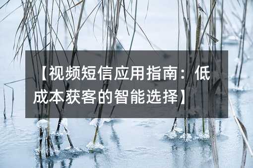 【视频短信应用指南:低成本获客的智能选择】
