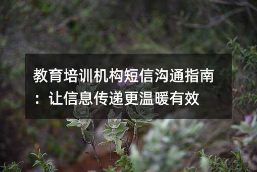 教育培训机构短信沟通指南:让信息传递更温暖有效