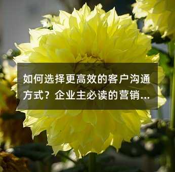 ���ѡ�����Ч�Ŀͻ���ͨ��ʽ����ҵ���ض���Ӫ������ָ��