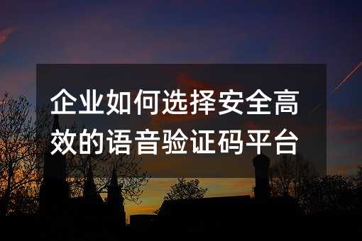 企业如何选择安全高效的语音验证码平台