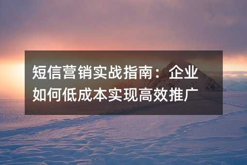 短信营销实战指南:企业如何低成本实现高效推广