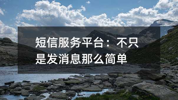 短信服务平台:不只是发消息那么简单