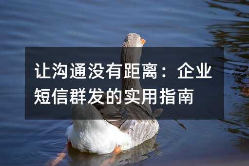 让沟通没有距离:企业短信群发的实用指南