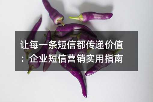 让每一条短信都传递价值:企业短信营销实用指南