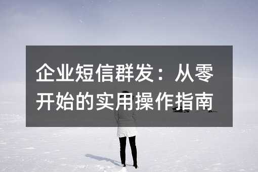 企业短信群发:从零开始的实用操作指南