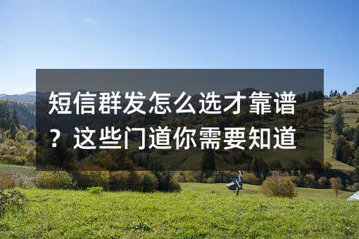 短信群发怎么选才靠谱?这些门道你需要知道