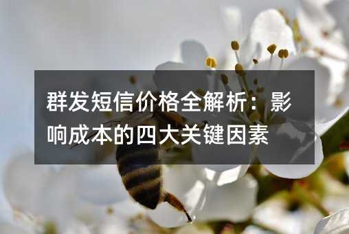 群发短信价格全解析:影响成本的四大关键因素