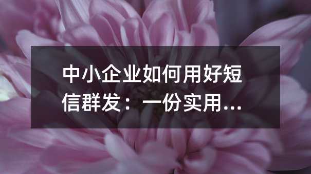 中小企业如何用好短信群发:一份实用指南