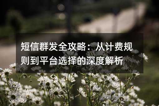 短信群发全攻略:从计费规则到平台选择的深度解析