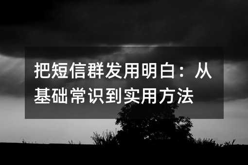 把短信群发用明白:从基础常识到实用方法