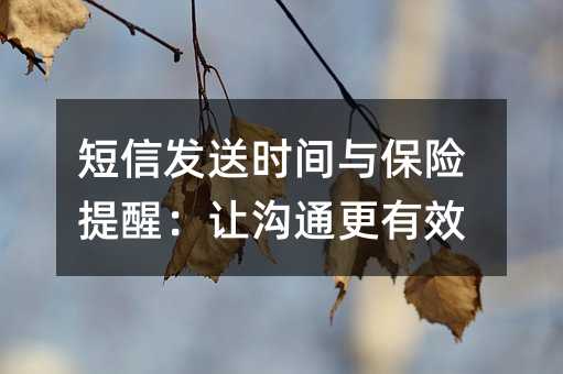 短信发送时间与保险提醒:让沟通更有效