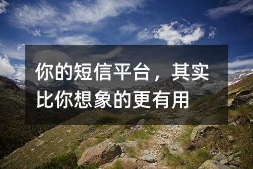 你的短信平台,其实比你想象的更有用