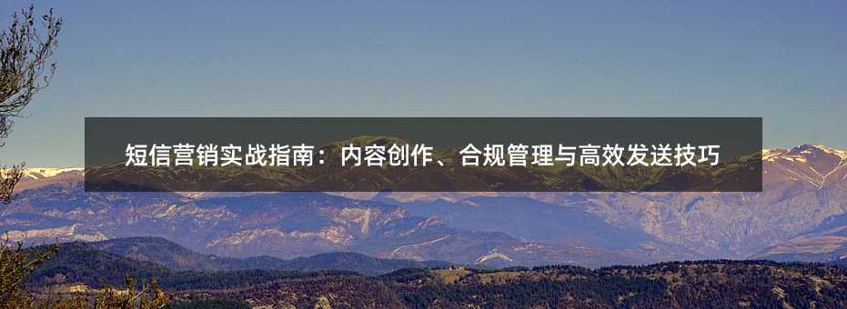 短信营销实战指南:内容创作、合规管理与高效发送技巧