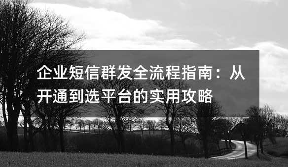 企业短信群发全流程指南:从开通到选平台的实用攻略